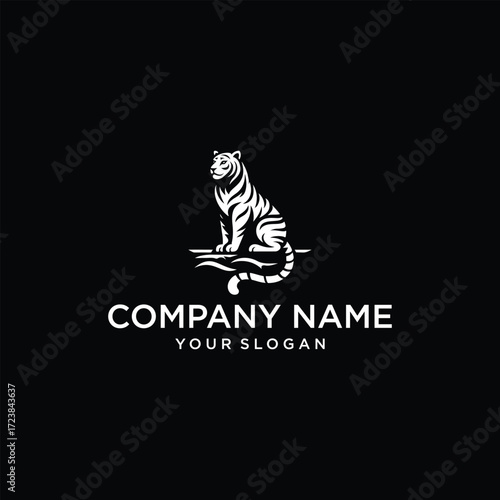 tiger side wiew logo sign silhouette emblem vector