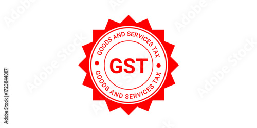 Red GST Logo Icon Badge for Goods and Services Tax Illustration Vector Design 