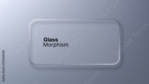 Glass morphism banner for web design. Modern UI abstract element with blur effect. Liquid glass style gradient background.