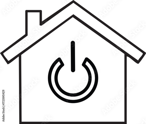 Simple House Icon with Power Button Symbol Inside Modern Concept