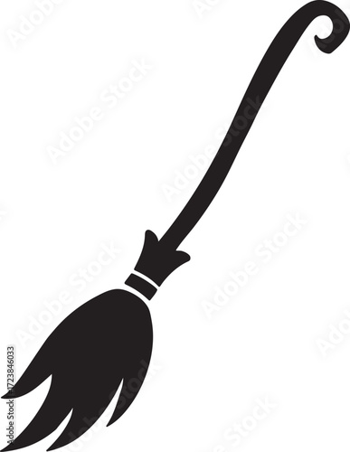 witch illustration broom silhouette stick logo magic icon