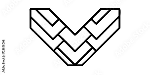 Parquet flooring icon with herringbone pattern 
