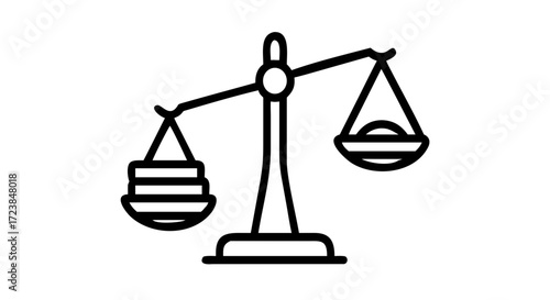 Balance scale icon with uneven weight distribution 
