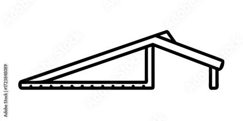 Asymmetrical roof icon with modern architectural outline
