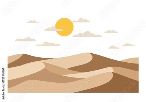 Stunning Desert Landscape with Rolling Sand Dunes.