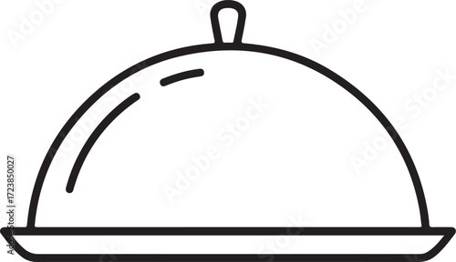 Simple outline drawing of a covered food platter on a white background