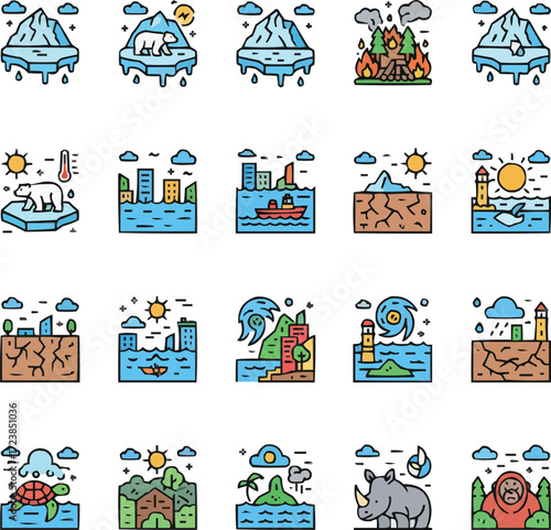Climate Change Icons – 25 Rare Environment Vector Set