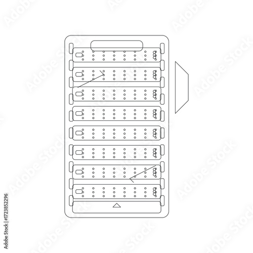 Server Rack Outline Vector – Editable Data Center Equipment Illustration
