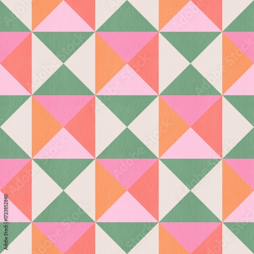 Symmetrical Geometric Christmas Pattern in Red and Green