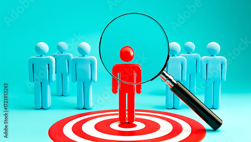 A diverse team of 3D men stands together in a circular group, with one leader holding a red heart, symbolizing community and shared success	