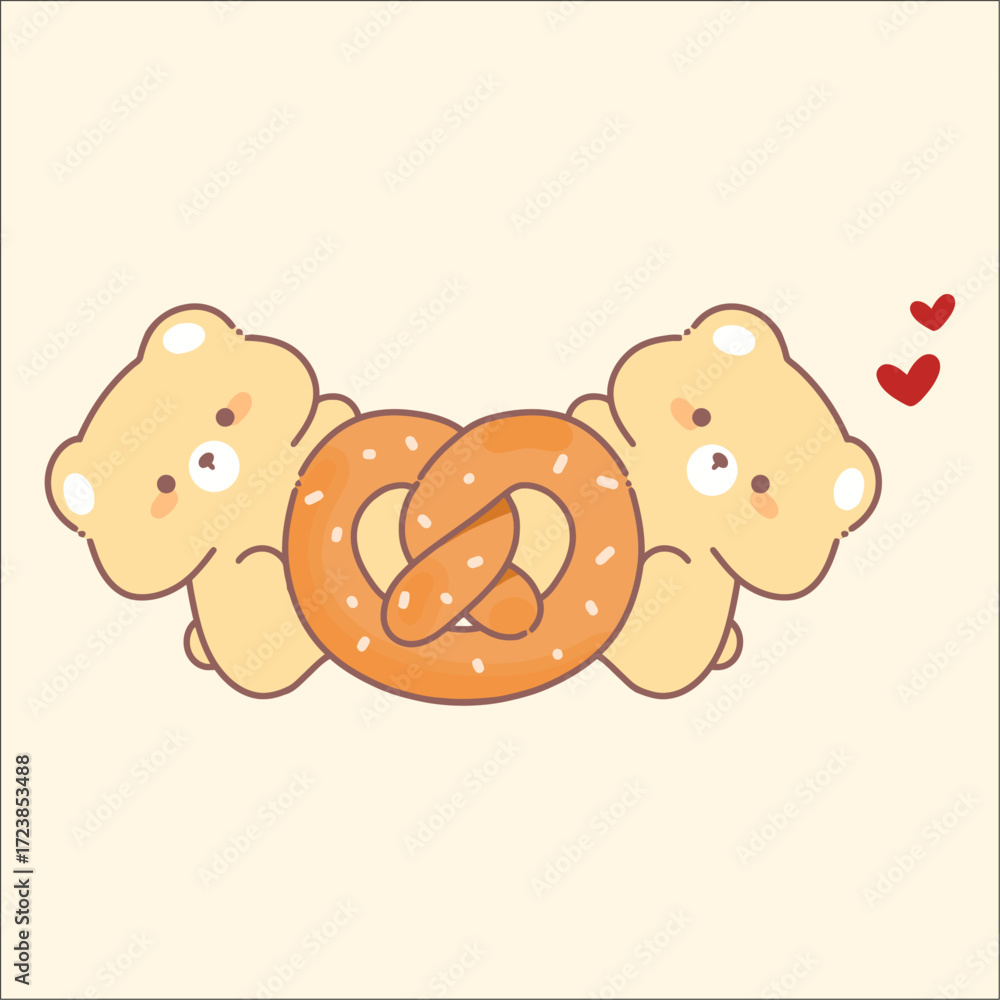 Obraz premium Bear with a Pretzel lllustration