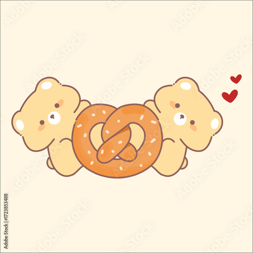 Bear with a Pretzel lllustration