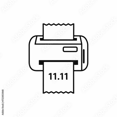 Minimalist Singles Day icon featuring receipt printer and date 11.11, showing shopping theme. Singles Day concept for promoting sales, depicting date and payment.