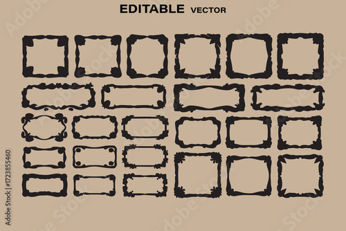Collection of ornamental vintage frames and borders in various shapes