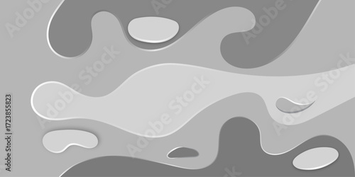 Abstract white and gray curving frame background in paper cut style. Creative vector illustration. Design for poster, brochure, flyer, banner template, book cover, wallpaper.