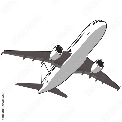 Vector illustration of a travel jet airplane or airliner, isolated on a white background, for flight and aviation transportation design