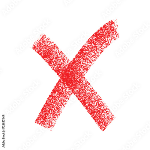 A red cross mark drawn with a rough texture indicating error or rejection symbol