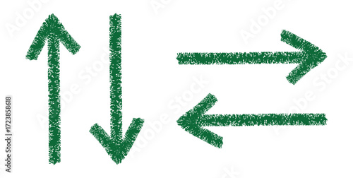 Arrows pointing up down left and right with a textured look on a transparent background