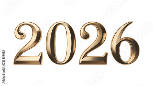 Golden year 2026 numbers gleaming against a transparent background