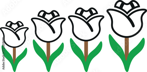 Unique Line Art Rose Flower Trees Vector Elements for Modern Logo Design, Plant Icons, Minimalist Branding, and Eco-Friendly Illustration Projects