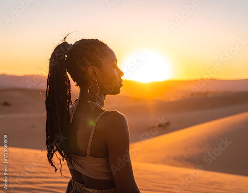 Woman in desert at sunset (1)