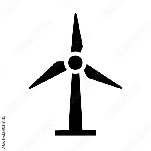 Wind turbine vector icon illustration with propeller blades for renewable energy design on white and black background