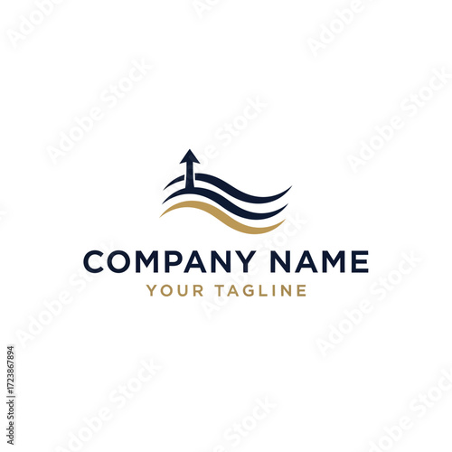 Wallpaper Mural Abstract logo with arrow pointing upwards over wavy lines, for business. Torontodigital.ca