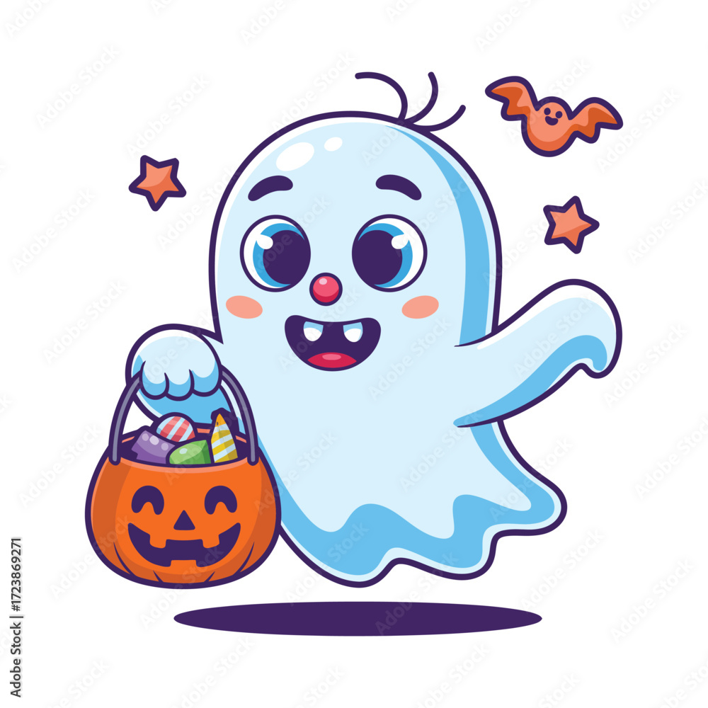 Obraz premium Spooky halloween ghost vector
