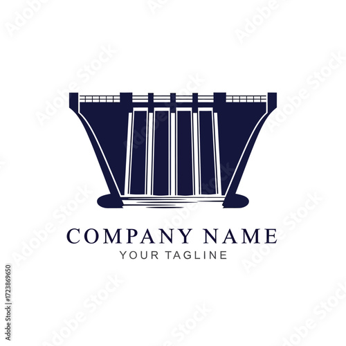 A stylized logo featuring a dam structure, suitable for engineering or infrastructure companies.