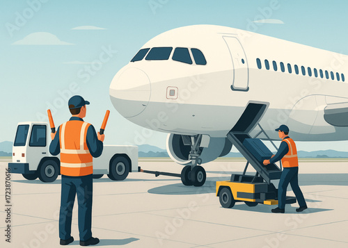  grownd crew handlin plane