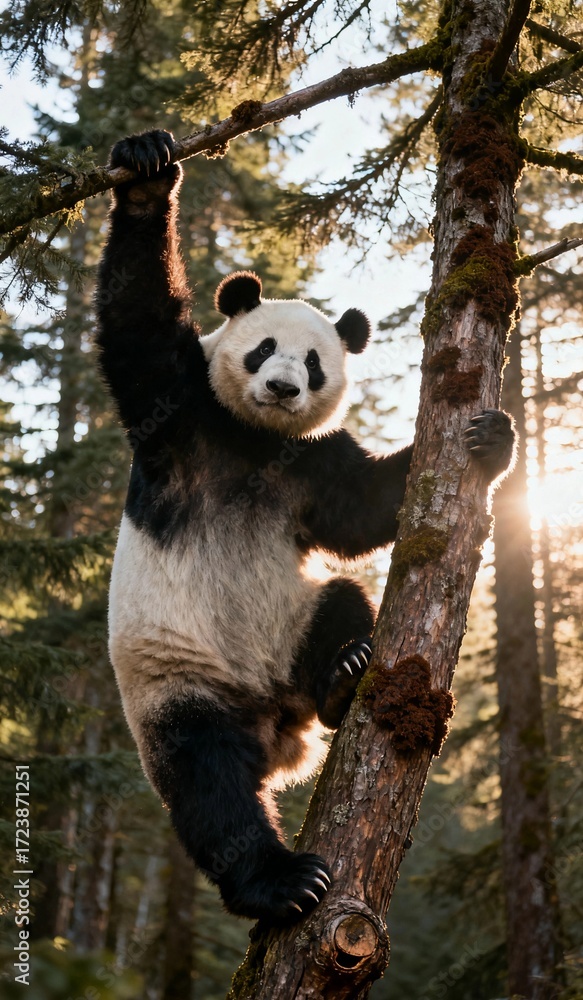 Obraz premium 树上的大熊猫