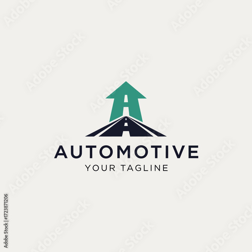 Modern automotive logo featuring a road integrated into an upward-pointing arrow forming the letter A.