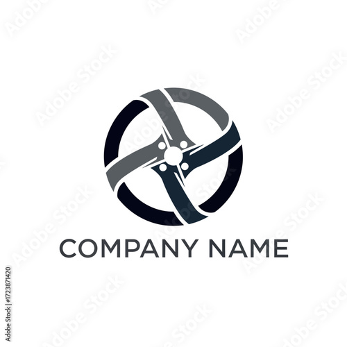 Automotive company logo featuring a stylized wheel design with overlapping spokes and a circular frame.