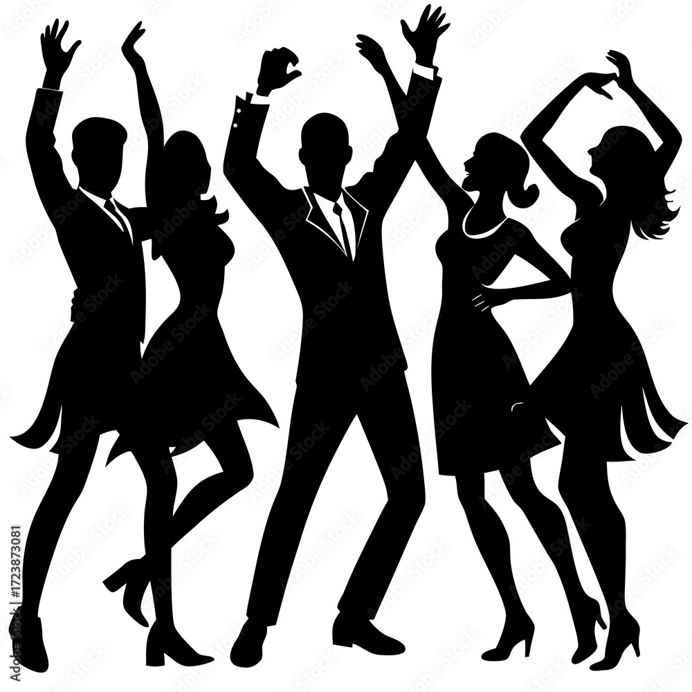 Fototapeta premium dancing boys and girls silhouettes