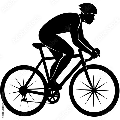silhouette of a man with bicycle