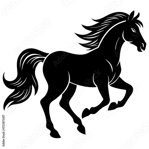 horse silhouette isolated on white