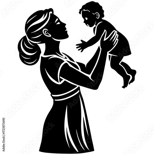 vector illustration of a mother with her children