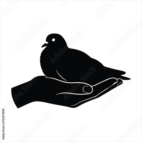 Symbolic silhouette of a dove resting gently in an open hand conveying peace and hope
