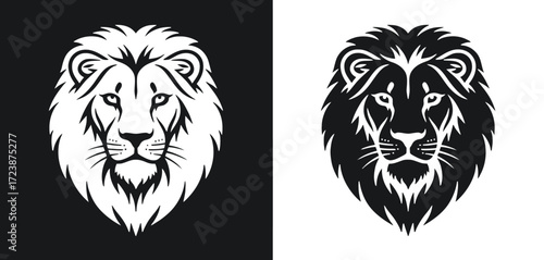 Bold lion head vector illustration mascot, a fierce symbol of power, predator, and wild nature, great for tattoo designs