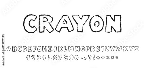 Wallpaper Mural Charcoal kids font. Doodle alphabet, numbers, signs Torontodigital.ca