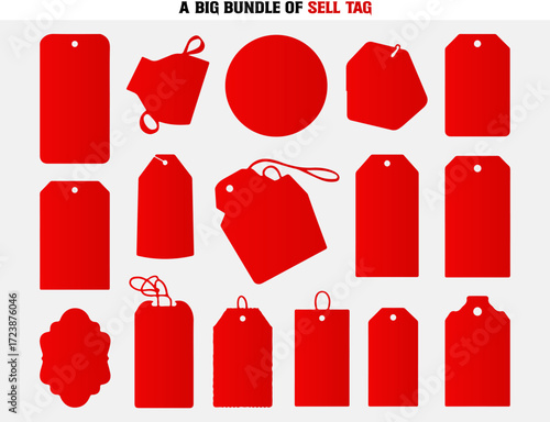 A big collection of Red Black Friday Price Tags with Varying Discounts in Silhouette Style collection red price