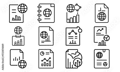 Business Line Icons Collection – Finance, Communication, Analytics, Growth, Partnership, Planning, Certification, Money Investment, and Office Management Vector Set