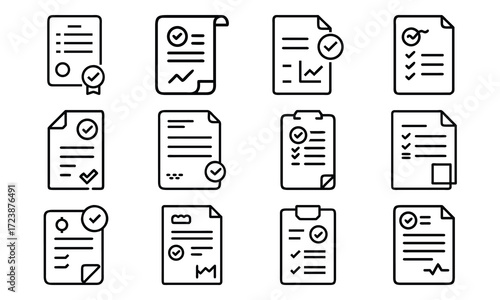 Business Line Icons Collection – Finance, Communication, Analytics, Growth, Partnership, Planning, Certification, Money Investment, and Office Management Vector Set