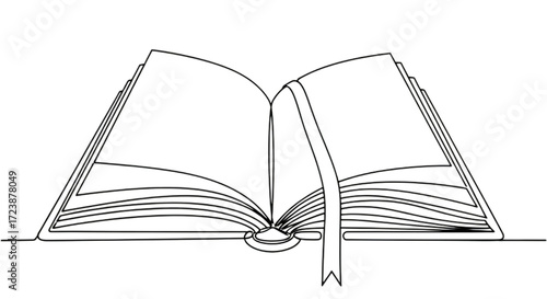 Open book with blank pages and a bookmark, symbolizing knowledge and learning