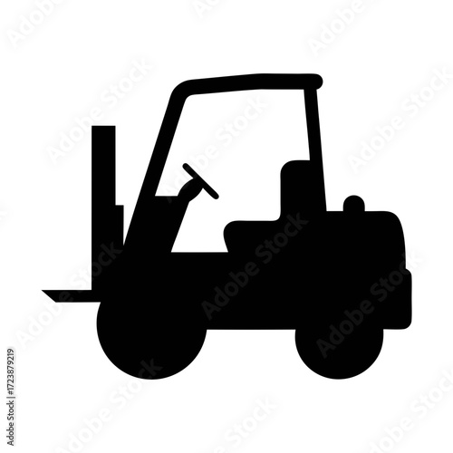 Find black forklift truck silhouette vector image for warehouse equipment and material handling needs