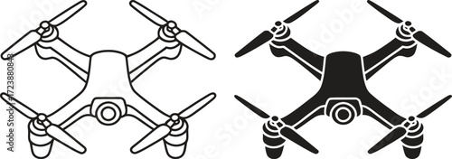 Two drone outlines one black and one white on a white background