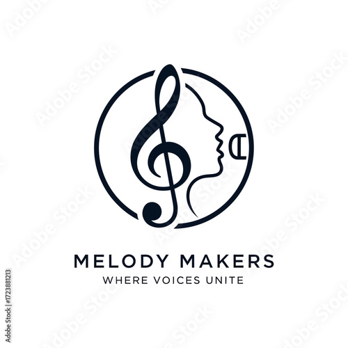 Logo featuring a musical treble clef, a human profile, and the words Melody Makers.
