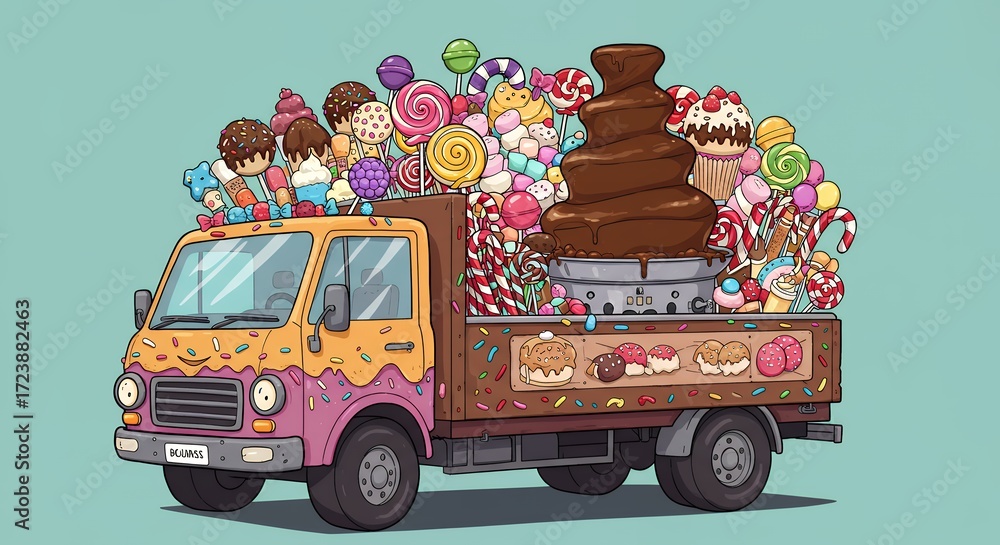 custom made wallpaper toronto digitalCartoon truck filled with candy