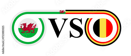 concept between wales vs belgium. vector illustration isolated on white background