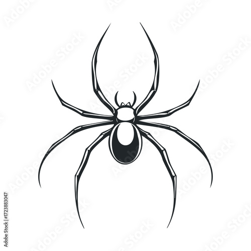 Stylized black graphic of a formidable spider icon.